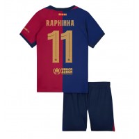 Barcelona Raphinha Belloli #11 Domáci Detský futbalový dres 2024-25 Krátky Rukáv (+ trenírky)